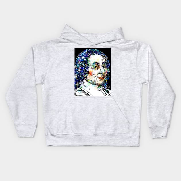 BLAISE PASCAL watercolor and ink portrait Kids Hoodie by lautir